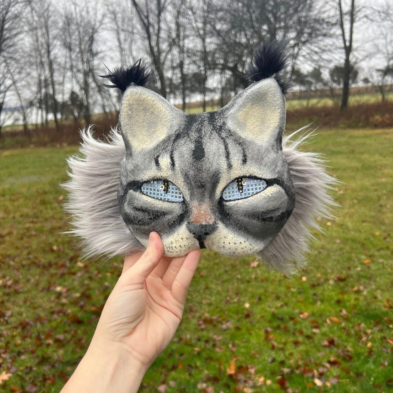 Black/Grey Siamese Therian/otherkin Half Cat Mask ⚠️READ DESC⚠️