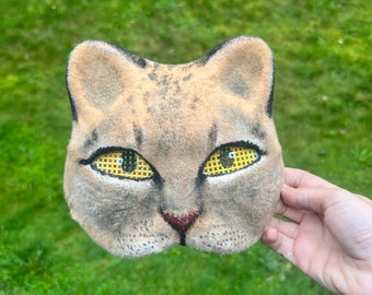 Brindle Pattern Felted Cat Mask Therian Gear 