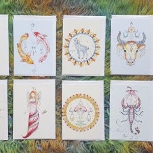 Zodiac  Pack - 12 Zodiac Blank Greeting Cards