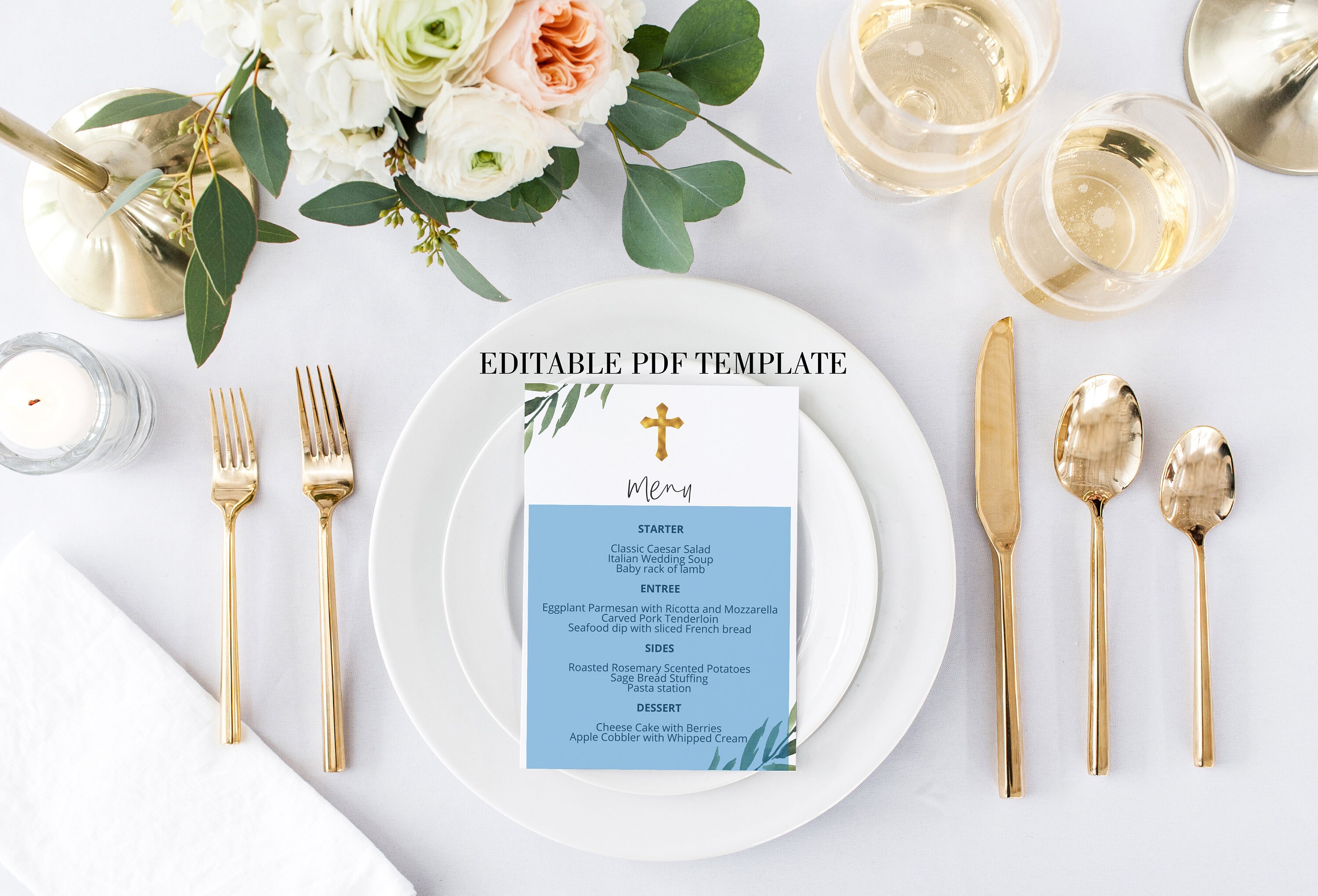 Menu for Baptism Instant Download Greenery Baptism Menu Etsy Nederland