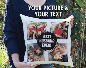 Personalized Photo Pillow Case, Customize Gift For Her, Your Photo and Text Throw Pillow, Personalized Dog, Cat or Family Photo Throw Pillow