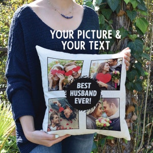Personalized Photo Pillow Case, Customize Gift For Her, Your Photo and Text Throw Pillow, Personalized Dog, Cat or Family Photo Throw Pillow