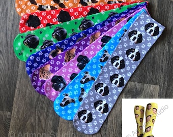 Custom Face Socks, Photo Socks, Personalized Face Socks, Put Your Face on Socks,Cat Socks, Dog Socks,Adult Knee High Sock, Kid Crew Socks