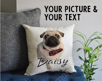 Personalized Pillow Case, Custom Pillow Case Customize Your Photo and Text Throw Pillow, Personalized Dog, Cat or Family Photo Throw Pillow