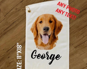 Toalha de golfe personalizada com foto do seu pet, toalha personalizada, toalha de tênis, toalha de golfe personalizada, presente para golfista, toalha com foto do rosto do seu pet, toalha com foto