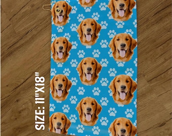 Toalha de golfe personalizada com foto, Toalha de golfe sob medida, Toalha de tênis, Sua toalha com foto, Presente para golfista, Toalha com foto do rosto do seu animal de estimação, Toalha com foto