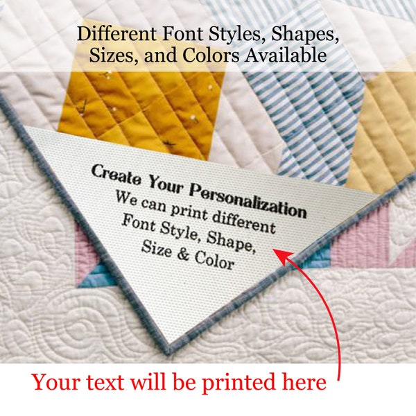 Custom Print Quilt Label Triangular Corner, Rectangular and Square, Personalized Sewing Labels, Personalized Labels, Handmade Labels