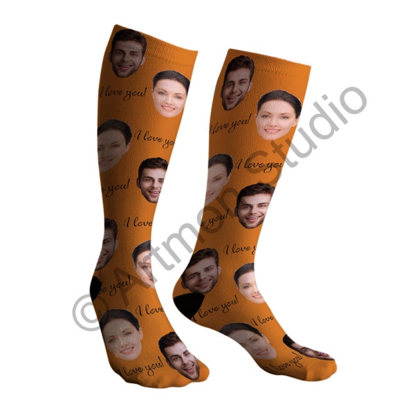 Custom Face Socks, Photo Socks, Personalized Face Socks, Put Your Face on Socks,Cat Socks, Dog Socks,Adult Knee High Sock,Personalized Socks