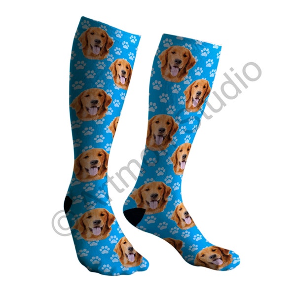 Custom Face Socks, Photo Socks, Personalized Face Socks, Put Your Face on Socks,Cat Socks, Dog Socks,Adult Knee High Sock, Kid Crew Socks