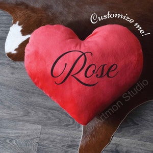 HEART PILLOW | Valentine Heart Pillow | Customize Red Heart Pillow | Plush Heart Pillow | Birthday Gift | Love & Couples Gift | Red Pillow