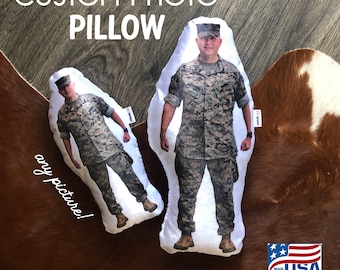 My Hero Stuffed Doll Deployment, Army, Navy, Military, Photo Pillow, Face pillow, Comfort, Look-a-Like, Memory, Marine, Daddy, Mommy