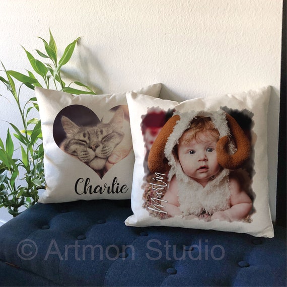 Personalized Photo Pillow Cover, Custom Photo Linen Pillowcase, Photo Pillow Cover, Picture Pillowcase, Anniversary Gift, Square Pillow