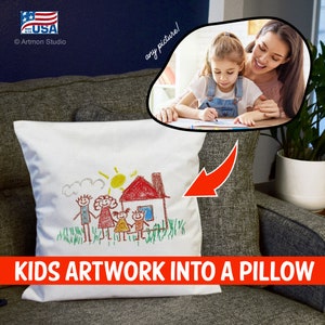 Aangepast tekenkussen voor kinderen|Kindertekenpop|Aangepast handschriftkussen|Aangepast fotokussen|Verjaardagscadeau|Herinneringskussen|Kustkussen
