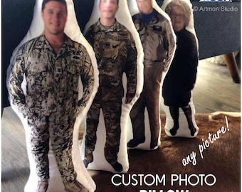 My Hero Stuffed Doll Deployment, Army, Navy, Military, Photo Pillow, Face pillow, Comfort, Look-a-Like, Memory, Marine, Daddy, Mommy