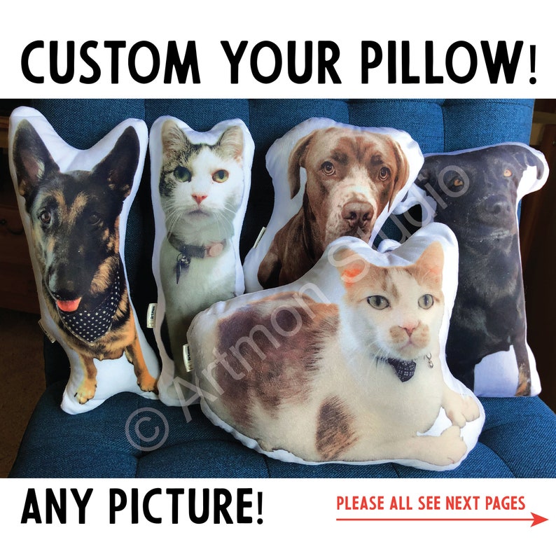 Custom Pet/Human Pillow & your Text | College Gift | Graduation Gift | Comforting Gift |Moving Away|Military Deployment |Custom Photo Pillow 