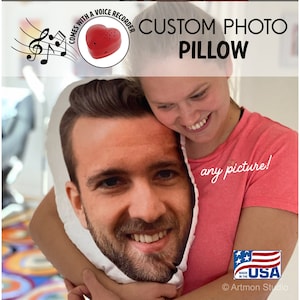 Big Head Pillow with voice recorder, Customized Smush Human or pet Face Pillow (Your Kids, Your love or pet photo...) Voice recording gift