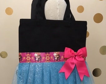 Disney Frozen Theme - Fancy Tutu Tote Bag met kleurencombinatie van zwart, roze en blauw