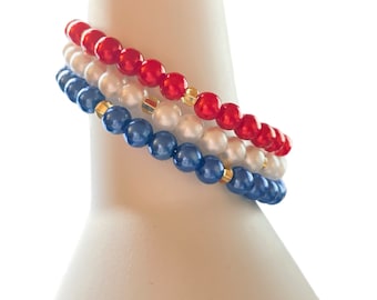 Revolution-sieradenarmband - 4 juli rood, wit en blauw - Independence Freedom Series-1, handgemaakt