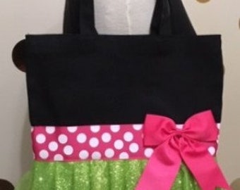 Mini-muis roze en groen zwarte Fancy Tutu draagtas
