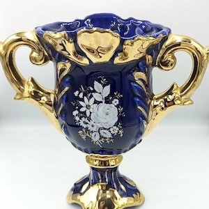 Vase bleu cobalt porcelaine italienne