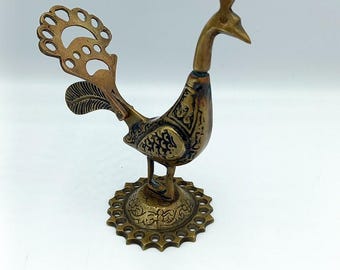 Brass Peacock figurine for decoration, Metal peacock miniature