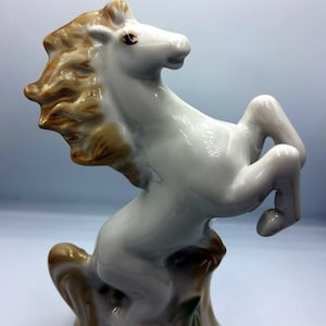 Vintage porcelain horse figure, Soviet table decor horse statue