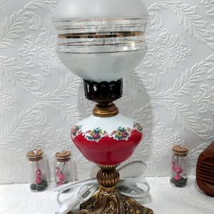 Vintage electric table lamplight with glass lamp