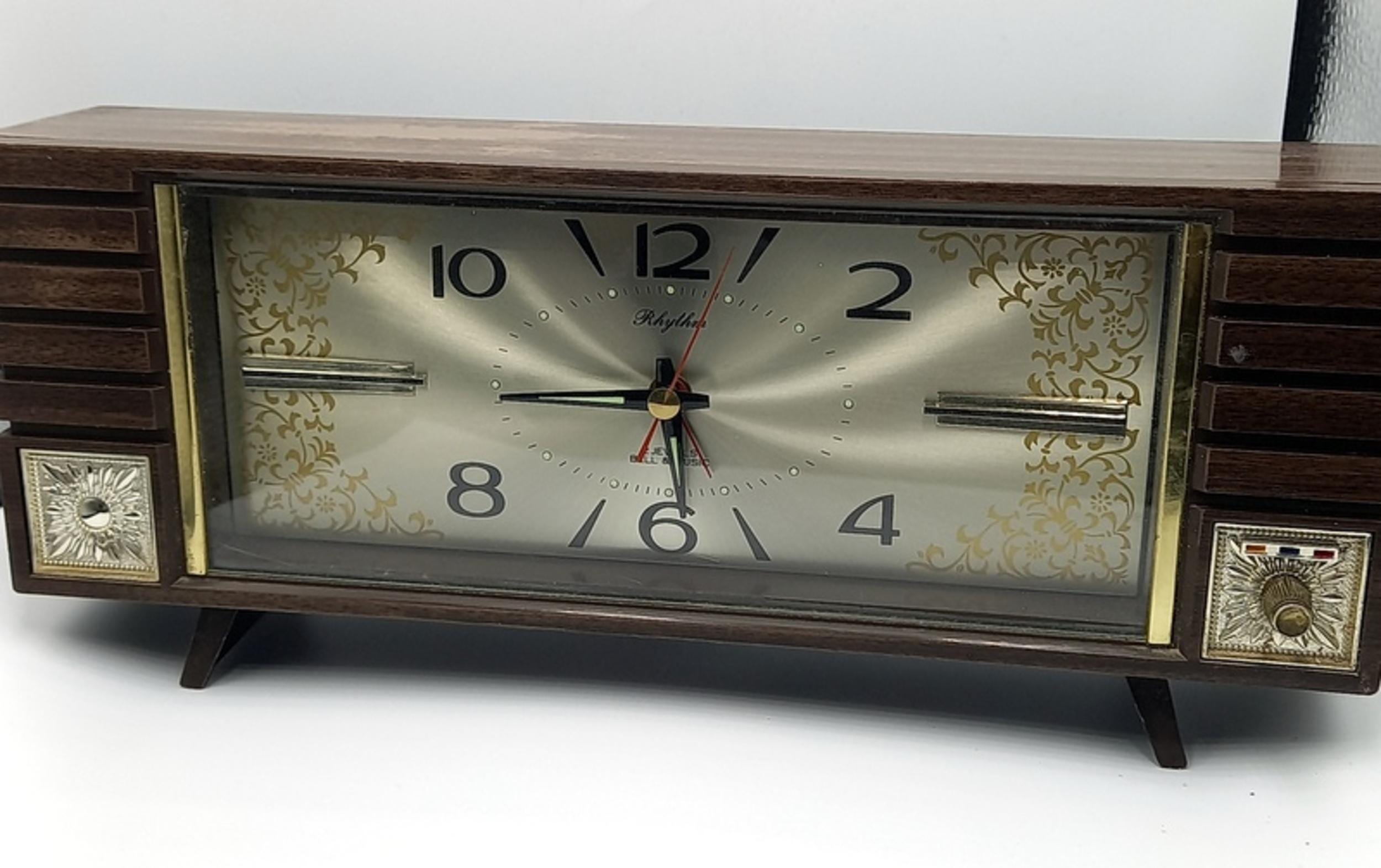 RHYTHM リズム社製 クロックテーブル 入手困難 80〜90年代製 Vintage Rhythm Musical Alarm Clock: Japanese Tabletop Bell Clock