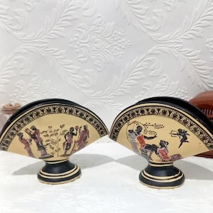 Porta tovaglioli in ceramica set da due con rappresentazioni greche antiche