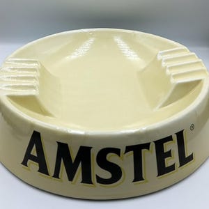 Cinzeiro de cerveja de porcelana vintage AMSTEL, Cinzeiro publicitário