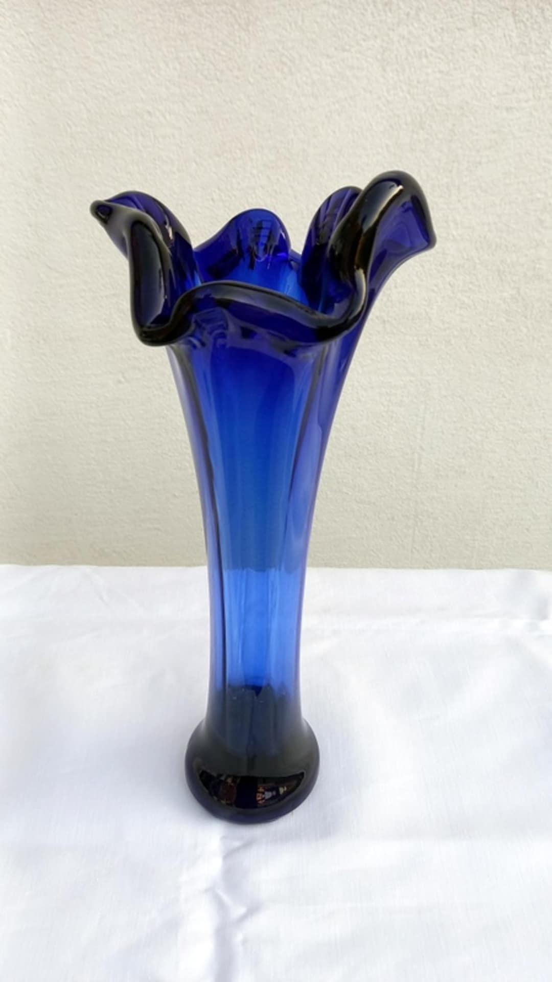 MURANO ムラノガラス フラワーベース コバルトブルー 花瓶 ヴィンテージ コバルトブルー ムラーノガラス フラワーベース