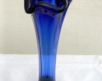 MURANO ムラノガラス フラワーベース コバルトブルー 花瓶 ヴィンテージ コバルトブルー ムラーノガラス フラワーベース