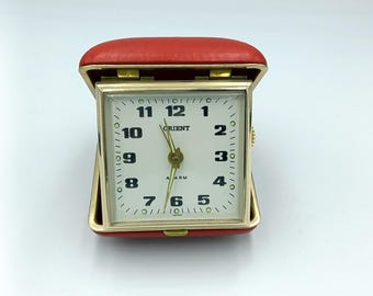 ?Mid-century RHYTHM JAPAN World travel alarm clock RHYTHM Blue Mid Century Travel Alarm Clock, Japan - Etsy main image 3