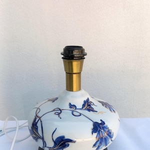 Vintage Limoges Porcelain Table Lamp: Blue Floral Design