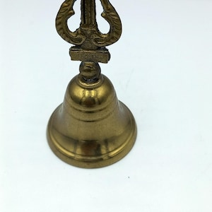 Vintage Brass Harp Hand Bell: Miniature Table Decor