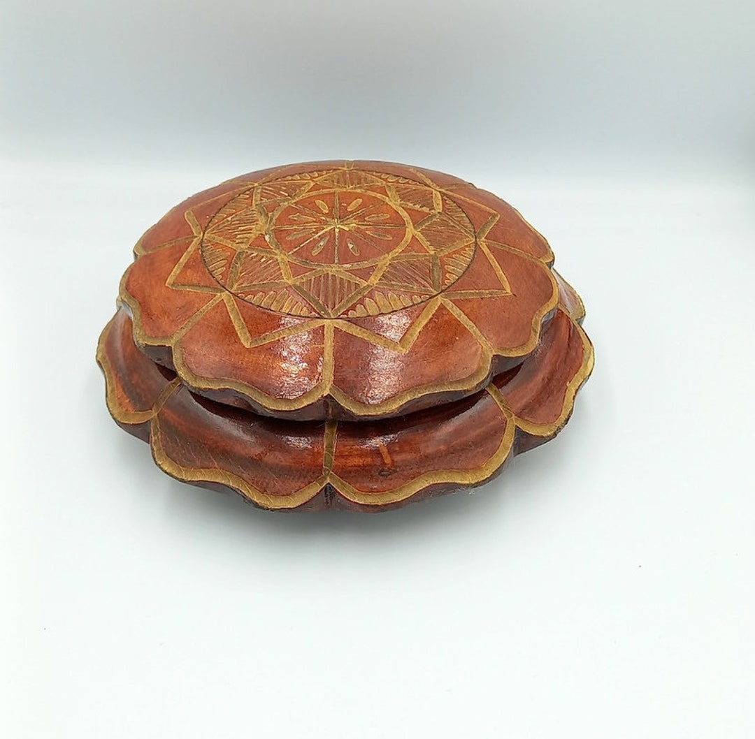 Mandala Design Wooden Box: Ornamental Curved Storage - Etsy