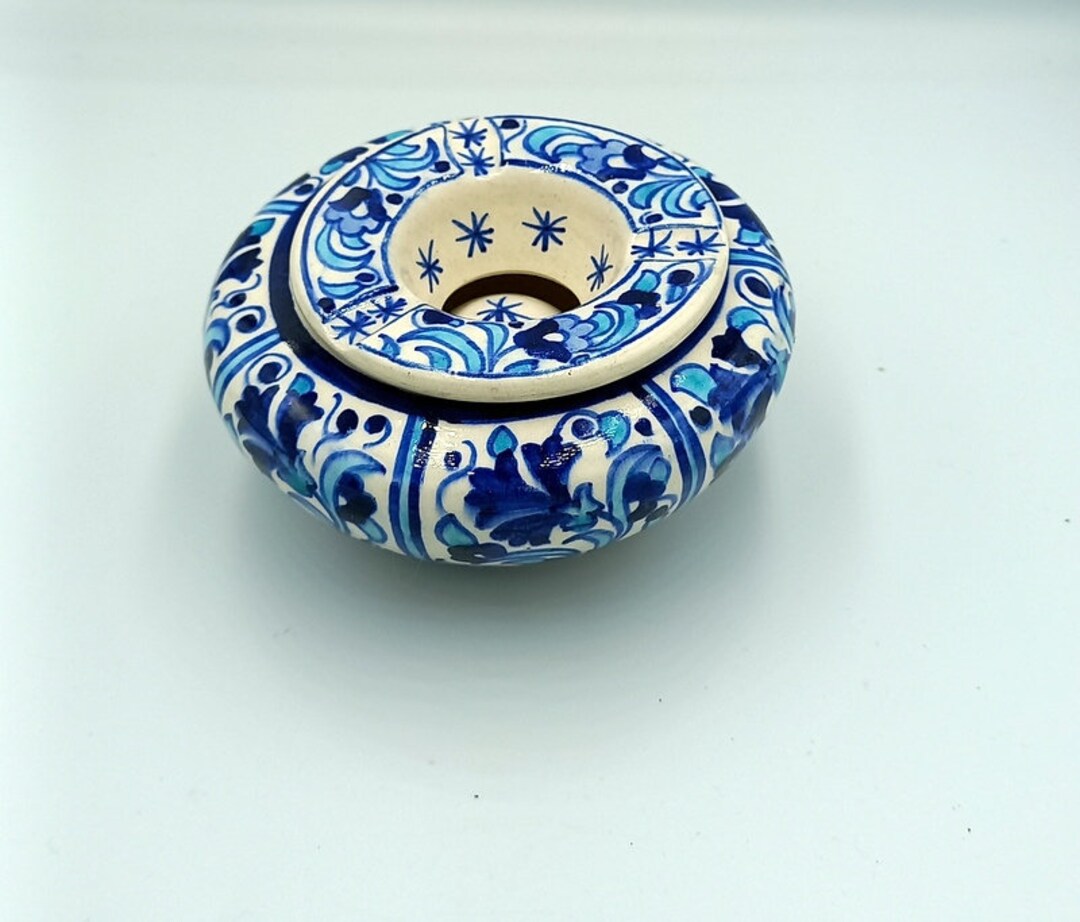 Blue And White Ceramic Ashtrayceramic Decor Etsy 