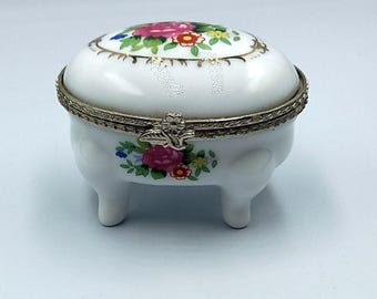 ヴィンテージ リモージュ フランス磁器 小物入れ ペイント メイン