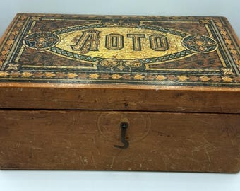 French Vintage Wood Box Loto Set by GB & C. NK Atlas PARIS 1920'S