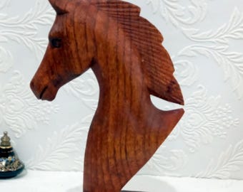 ヴィンテージ 馬の彫刻 リアルな馬の胸像 瑪瑙石彫刻 馬の頭の彫刻
