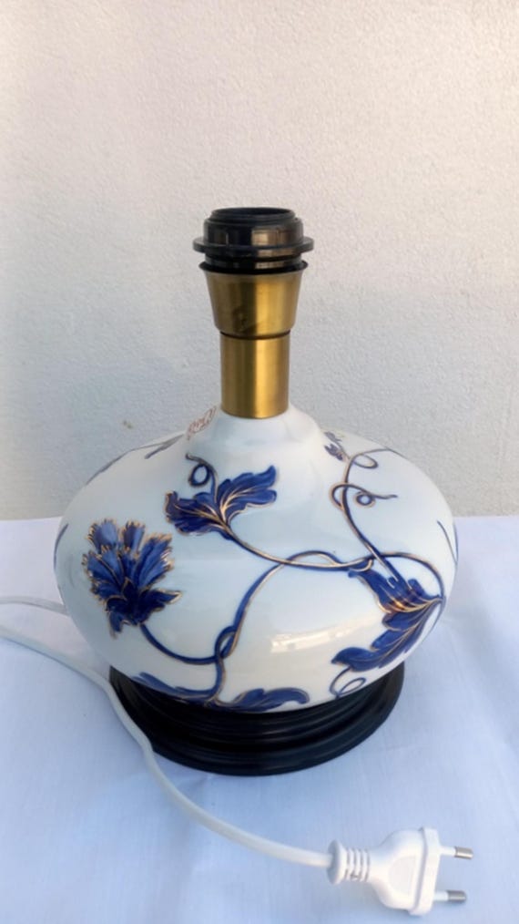 ヴィンテージリモージュ磁器テーブルランプ：青い花柄 - Etsy 日本
