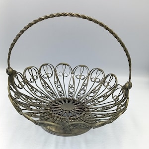 Vintage Wire Table Basket with Handle: Epirus Greek Decor