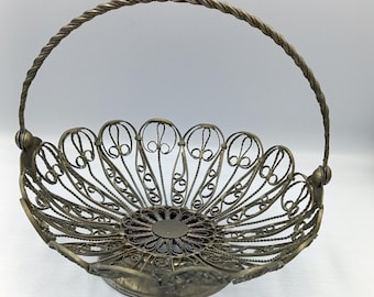 Cesta de alambre vintage con asa para mesa: decoración griega de Epiro