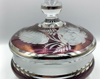 Vintage crystal candy dish with lid