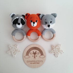 Crochet Woodland Animal Baby Rattle: Bear, Fox, Wolf, Deer
