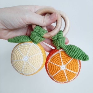 Sonajero para bebé con forma de naranja y limón, ideal como regalo para baby shower. Juguete sensorial Montessori brillante para recién nacidos.