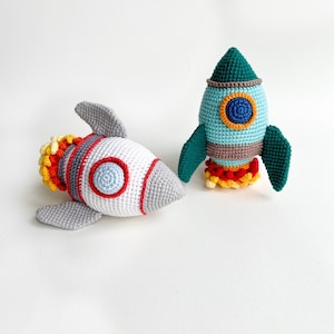 Toy rocket ship space baby shower gift, Rocket Crochet Space Ship birthday gift, Space age rocket nursery decor, Rocket ship baby shower
