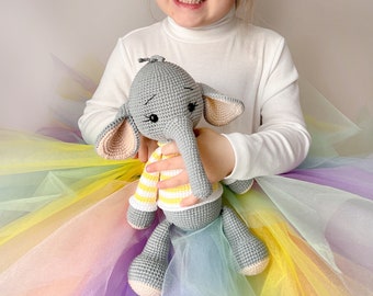 Сrochet elephant safari stuffed animal toy baby boy girl gift, Personalized elephant baby gift, Baby girl boy elephant nursery