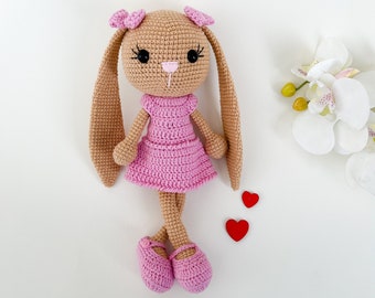 Crochet bunny baby girl gift, Stuffed bunny doll personalized baby girl gift, Easter Bunny Rabbit plush toy, Ballerina bunny