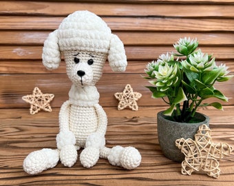 Stuffed animal dog poodle gift for kids, Crochet baby poodle puppy baby shower gift, Сute little dog poodle baby shower gift